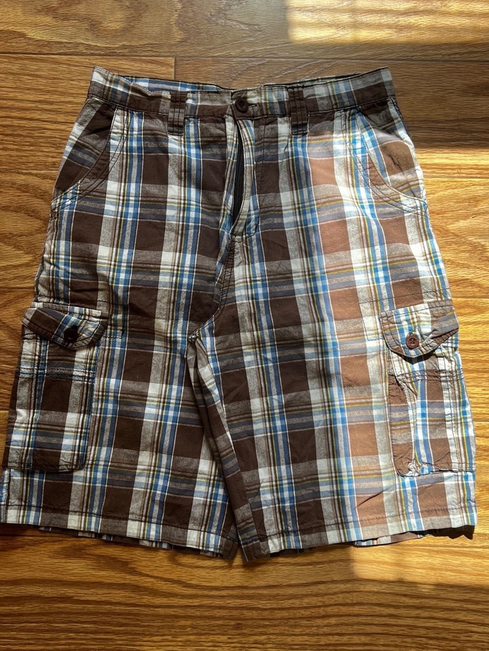y2k vintage airwalk plaid cargo shorts streetwear skater grunge 32 waist